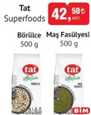 TAT BAKLİYAT SUPERFOODS BÖRÜLCE/MAŞ FASÜLYESİ 500 G fiyat ve kampanya bilgisi